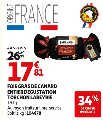 Aanbieding: Foie gras de canard entier degustation torcho