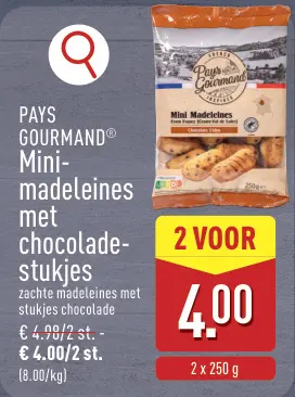 Promotie: Mini-madeleines met chocolade-stukjes