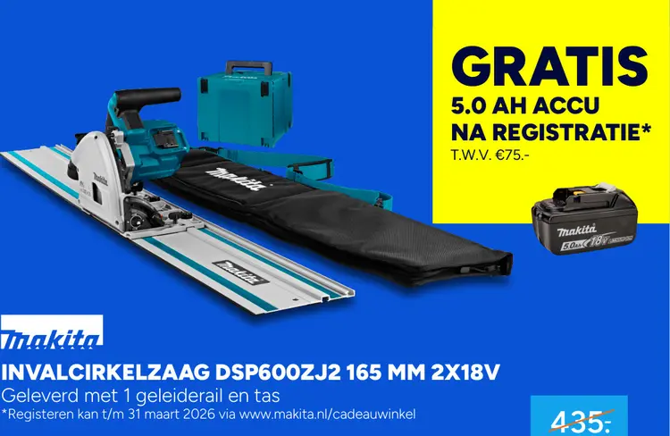 Aanbieding: Invalcirkelzaag dsp600zj2 165 mm 2x18v