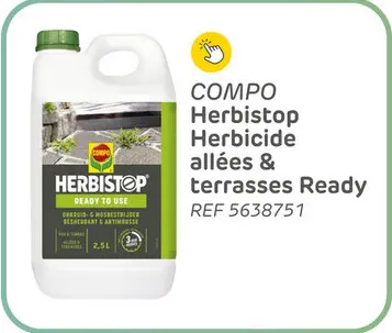 Offre: Déserbant et antimousse compo herbistop ready 25m² 2,5l