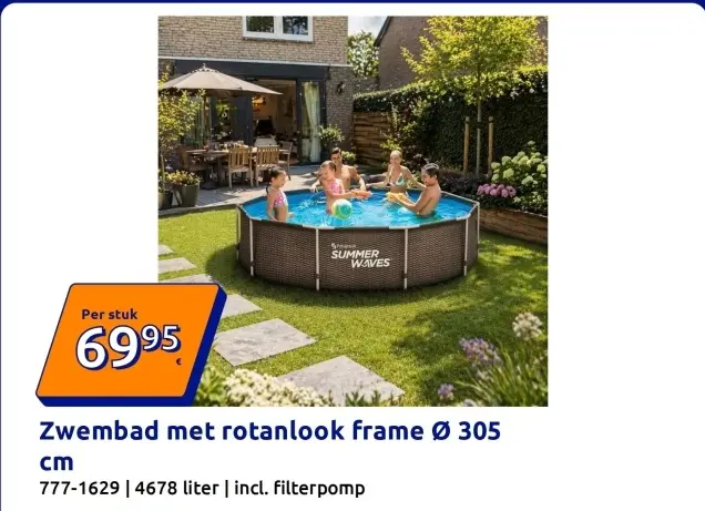 Aanbieding: Zwembad met rotanlook frame