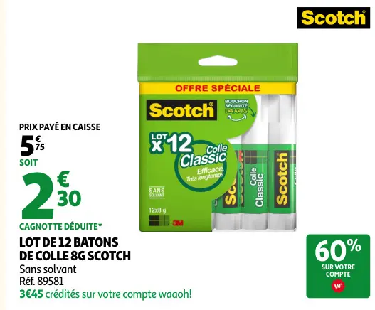 Offre: Lot de 12 batons de colle 8g Scotch