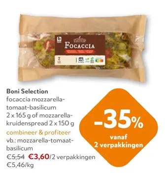 Aanbieding: focaccia mozzarella-tomaat-basilicum