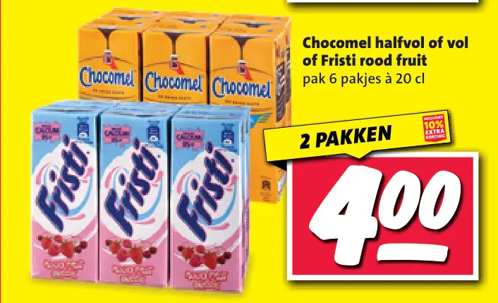 Aanbieding: Chocomel halfvol of vol of Fristi rood fruit