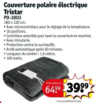 Offre: Elektrische fleecedeken PD-3803