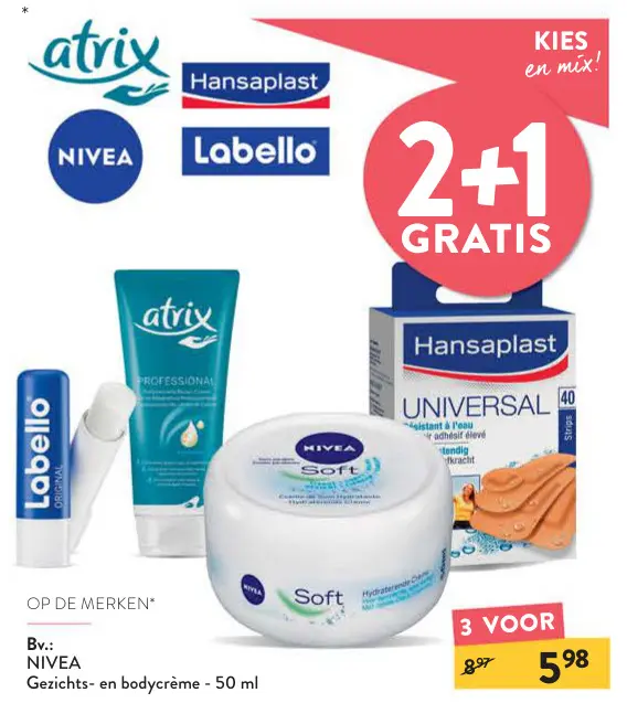 Promotie: Kies en Mix Atrix, Hansaplast, Nivea en Labello