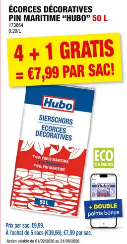 Offre: Hubo écorces décoratives 10-40 mm 50l pinus maritima