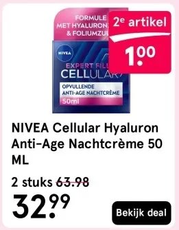 Aanbieding: NIVEA Cellular Hyaluron Anti-Age Nachtcrème