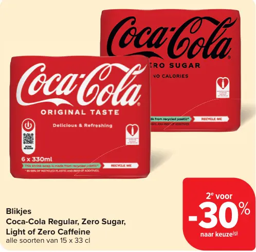Promotie: Coca-Cola Regular, Zero Sugar, Light of Zero