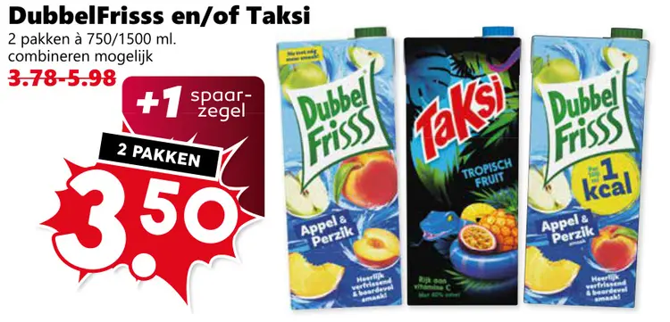 Aanbieding: DubbelFrisss en/of Taksi