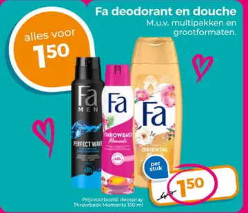 Aanbieding: Fa deodorant en douche