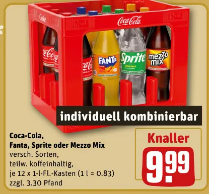 Aanbieding: Coca-Cola, Fanta, Sprite oder Mezzo Mix