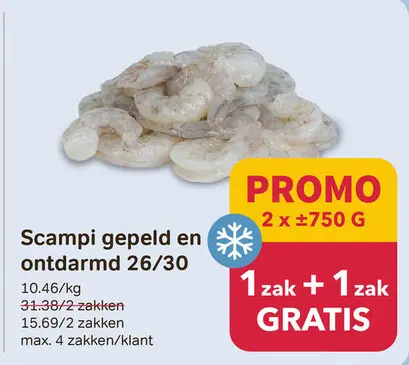 Promotie: Scampi gepeld en ontdarmd