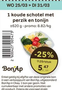 Promotie: Koude schotel met perzik en tonijn