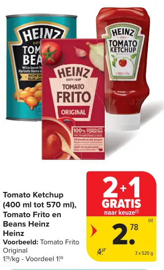 Promotie: Tomato Ketchup, Tomato Frito en Beans Heinz