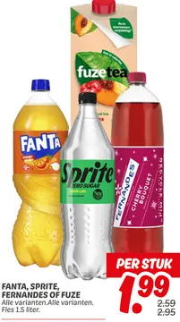 Aanbieding: Fanta, SPRITE, FERNANDES of fuze