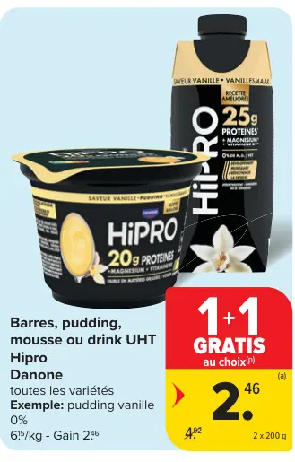 Offre: Barres, pudding, mousse ou drink