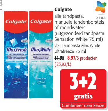 Promotie: alle tandpasta, manuele tandenborstels of mon