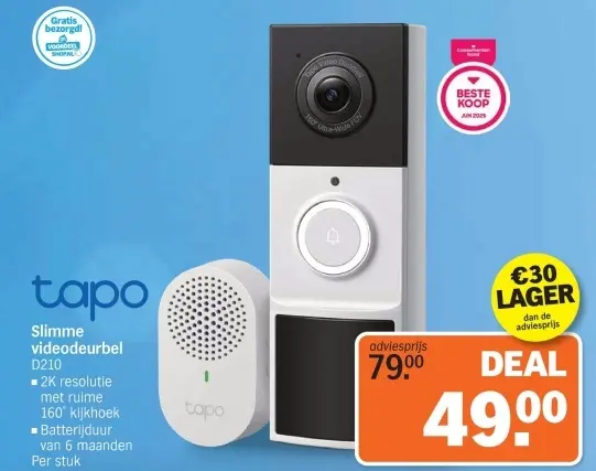 Aanbieding: Slimme videodeurbel D210