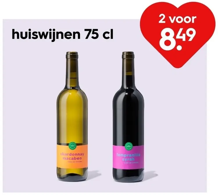 Aanbieding: Huiswijnen 75 cl