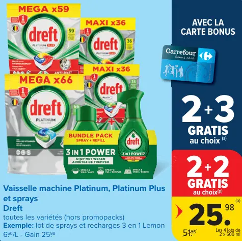 Offre: Vaisselle machine Platinum, Platinum Plus et sprays