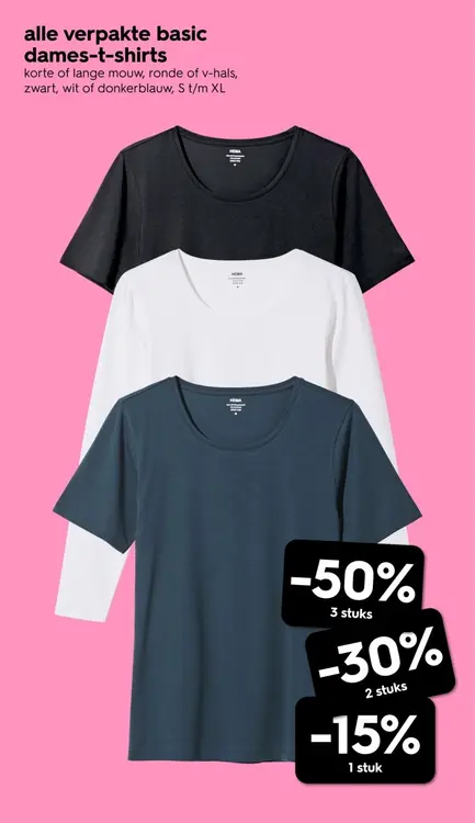 Aanbieding: Alle verpakte basic dames-t-shirts
