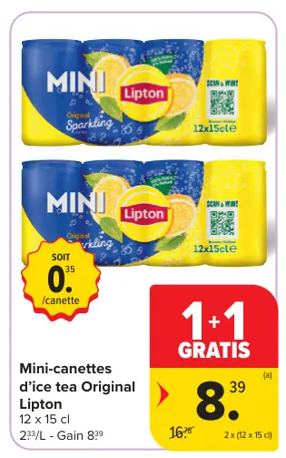 Offre: Mini-canettes d'ice tea Original