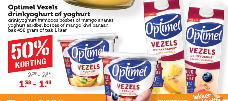 Aanbieding: Optimel Vezels drinkyoghurt of yoghurt