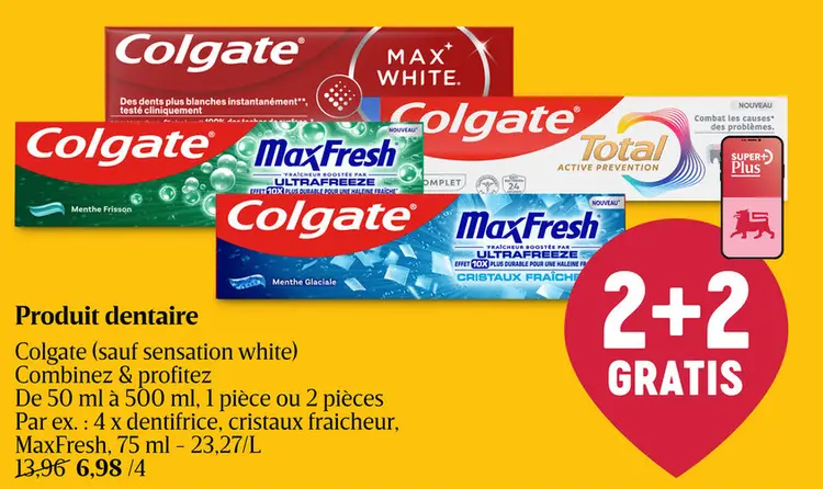 Offre: Colgate (sauf sensation white)