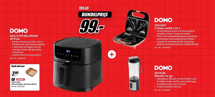 Promotie: Airfryer + Croque-wafel of blender-to-go