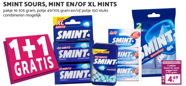 Aanbieding: Smint sours, mint en/of xl mints