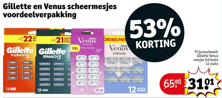 Aanbieding: Gillette en Venus scheermesjes voordeelverpakking