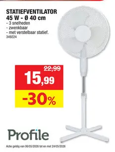 Promotie: Profile Statiefventilator 40cm