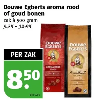 Aanbieding: Douwe Egberts aroma rood of goud bonen