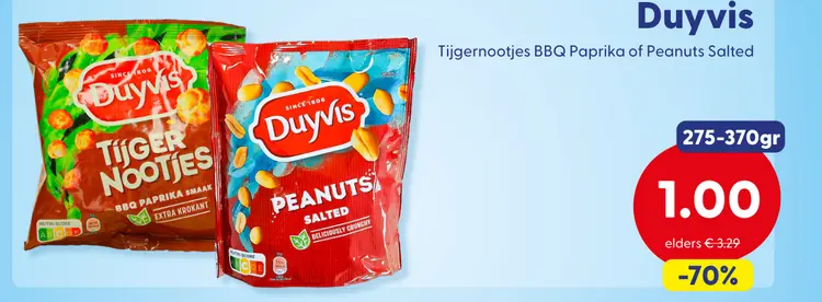 Aanbieding: Tijgernootjes BBQ Paprika of Peanuts Salted