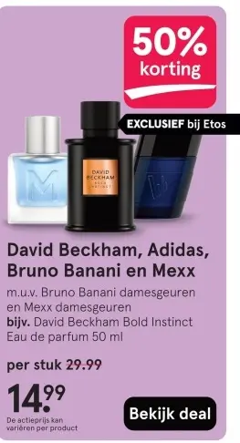 Aanbieding: David Beckham, Adidas, Bruno Banani en Mexx