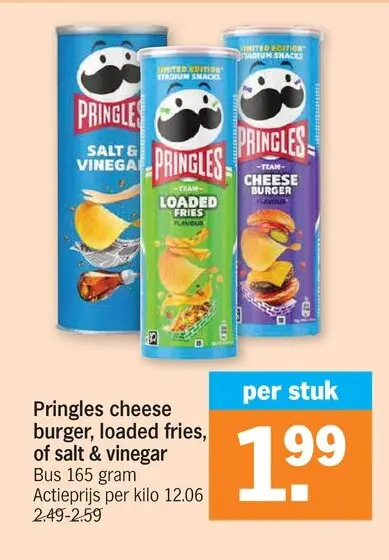 Promotie: Pringles cheese burger, loaded fries, of salt & vinegar