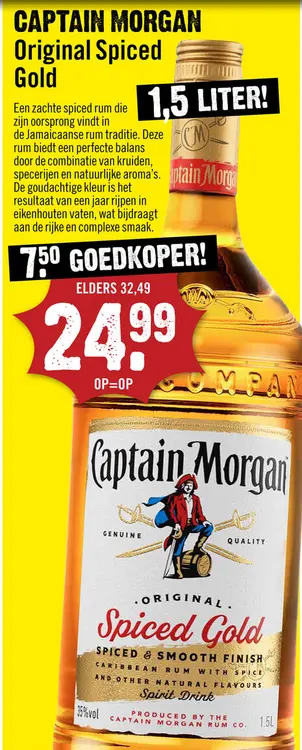 Aanbieding: Captain Morgan Original Spiced Gold 150 cl
