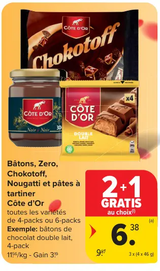 Offre: Bâtons, Zero, Chokotoff, Nougatti et pâtes à tartiner