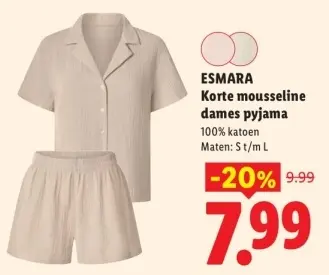 Aanbieding: Korte mousseline dames pyjama