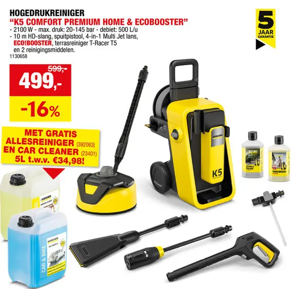 Promotie: Karcher K5 Comfort Premium Home hogedrukreiniger 2100W met eco!Booster