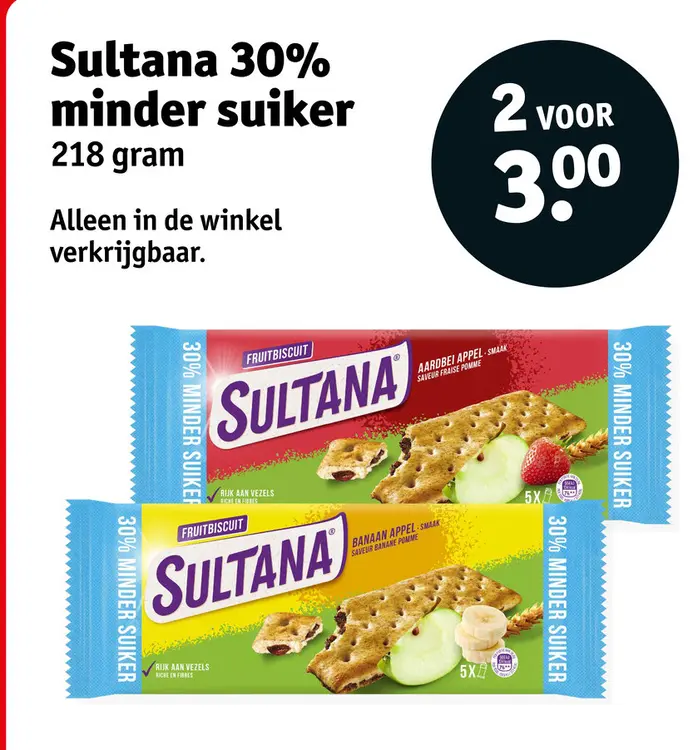 Aanbieding: Sultana 30% minder suiker