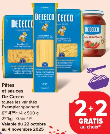 Offre: Pâtes et sauces