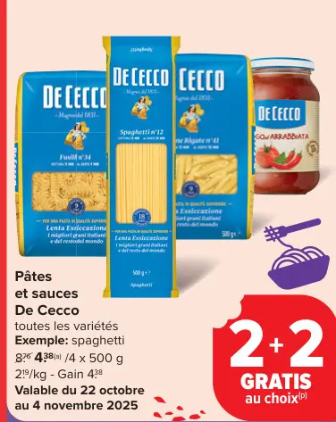 Offre: Pâtes et sauces