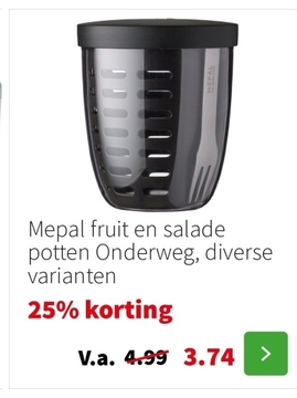 Aanbieding: Mepal fruit en salade potten Onderweg