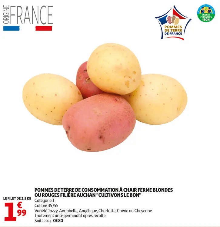 Offre: Pommes de terre de consommation à chair ferme