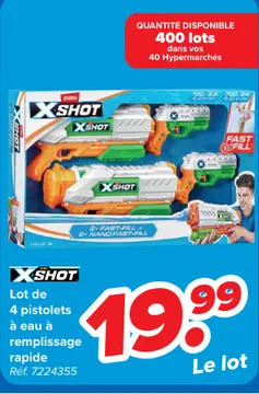 Offre: Lot de 4 pistolets à eau à remplissage rapide