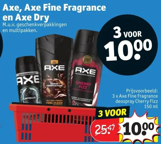 Promotie: Axe, Axe Fine Fragrance en Axe Dry
