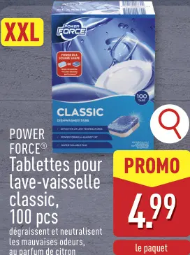 Offre: POWER FORCE Tablettes pour lave-vaisselle classic