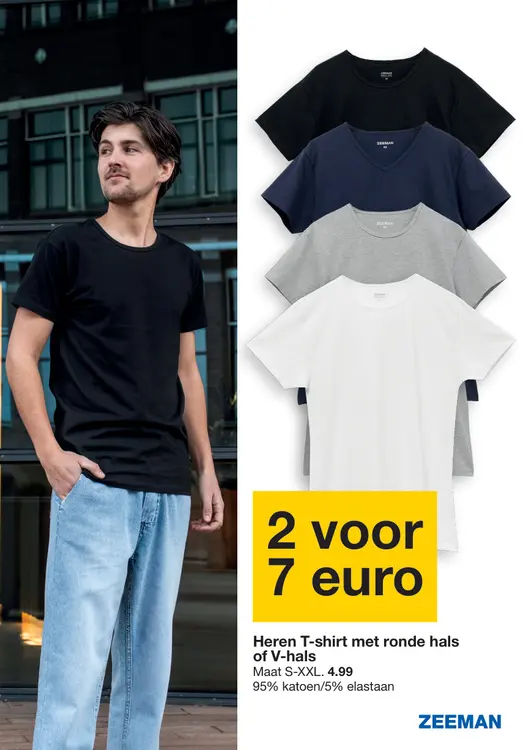 Promotie: Heren T-shirt met ronde hals of V-hals